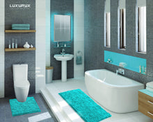 Load image into Gallery viewer, Luxury Microfiber 2-Piece Toilet &amp; Bath Mat Set, XL, Light blue
