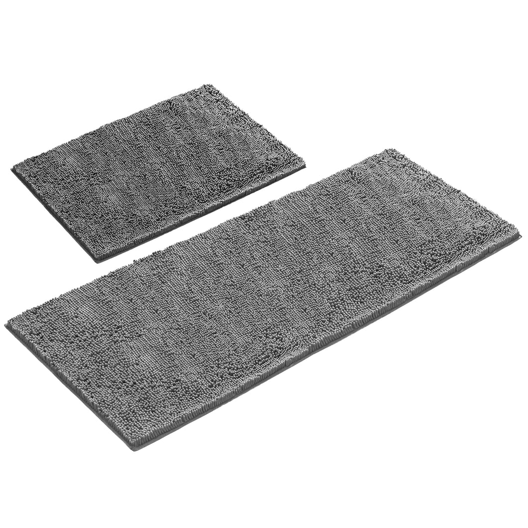 Chenille Microfiber 2-Piece Rectangular Mats Set, XL, Light Grey
