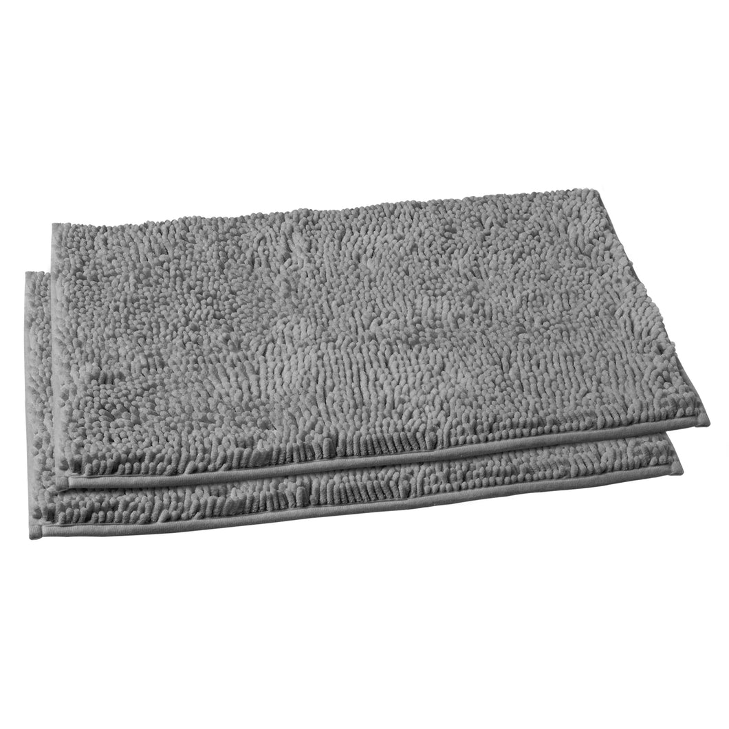 Microfiber Rectangular Mat Mini Set, 16x24 Inch 2 Pack Set, Light Grey