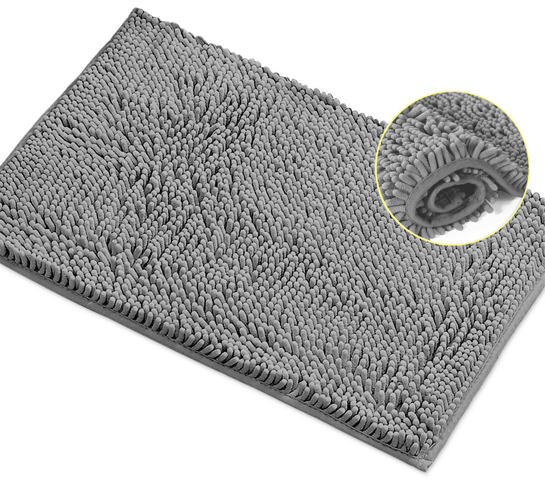 Rectangle Microfiber Bathroom Rug, 15x23 inch, Light Grey