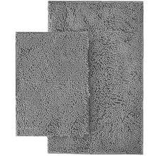 Load image into Gallery viewer, Microfiber 2-Piece Rectangular Mats Set, 20x30 &amp; 15x23 Inch, Light Grey
