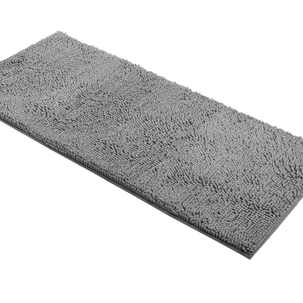 Runner Microfiber Bathroom Rug, 21x59 inch, Light Grey