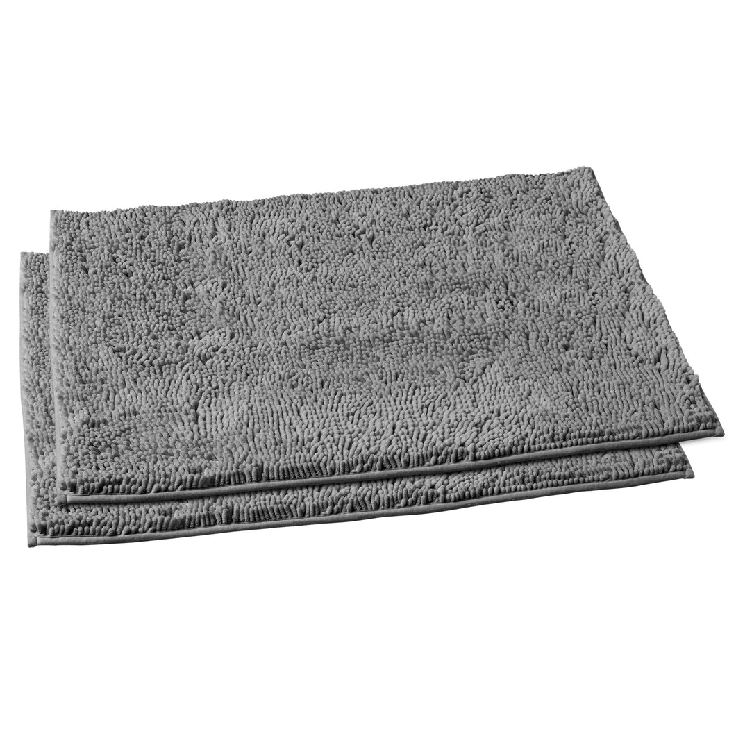 Microfiber Rectangular Rugs, 23x36 Inch 2 Pack Set, Light Grey