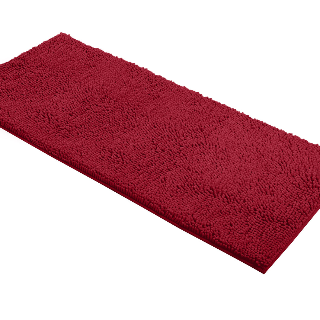 Runner Microfiber Bathroom Rug, 21x59 inch, Maroon-red