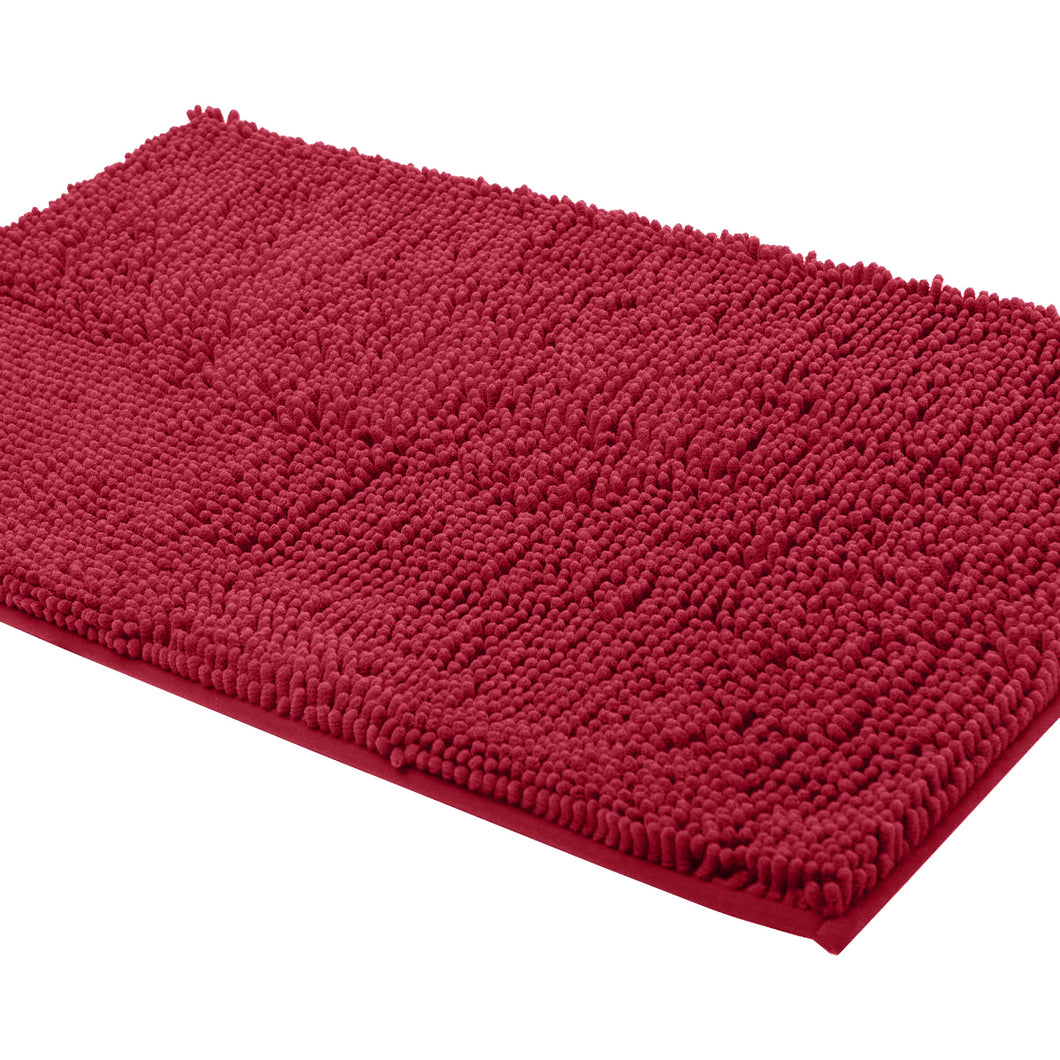 Rectangle Microfiber Bathroom Rug, 24x39 inch, Maroon-red