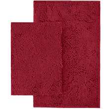 Load image into Gallery viewer, Microfiber 2-Piece Rectangular Mats Set, 20x30 &amp; 15x23 Inch, Maroon
