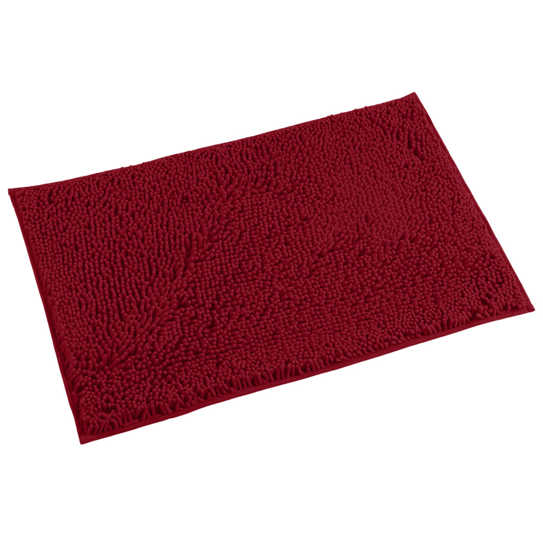 Microfiber Bathroom Rectangle Rug, 20x30 Inch, Maroon-red
