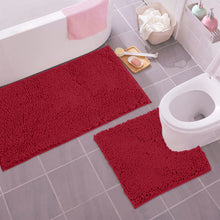 Load image into Gallery viewer, Bathroom Rugs Luxury Chenille 2-Piece Bath Mat Set, Large, Maroon
