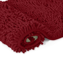 Load image into Gallery viewer, 2 Piece Bath Rug + Square Cutout Toilet Mat Set, Maroon
