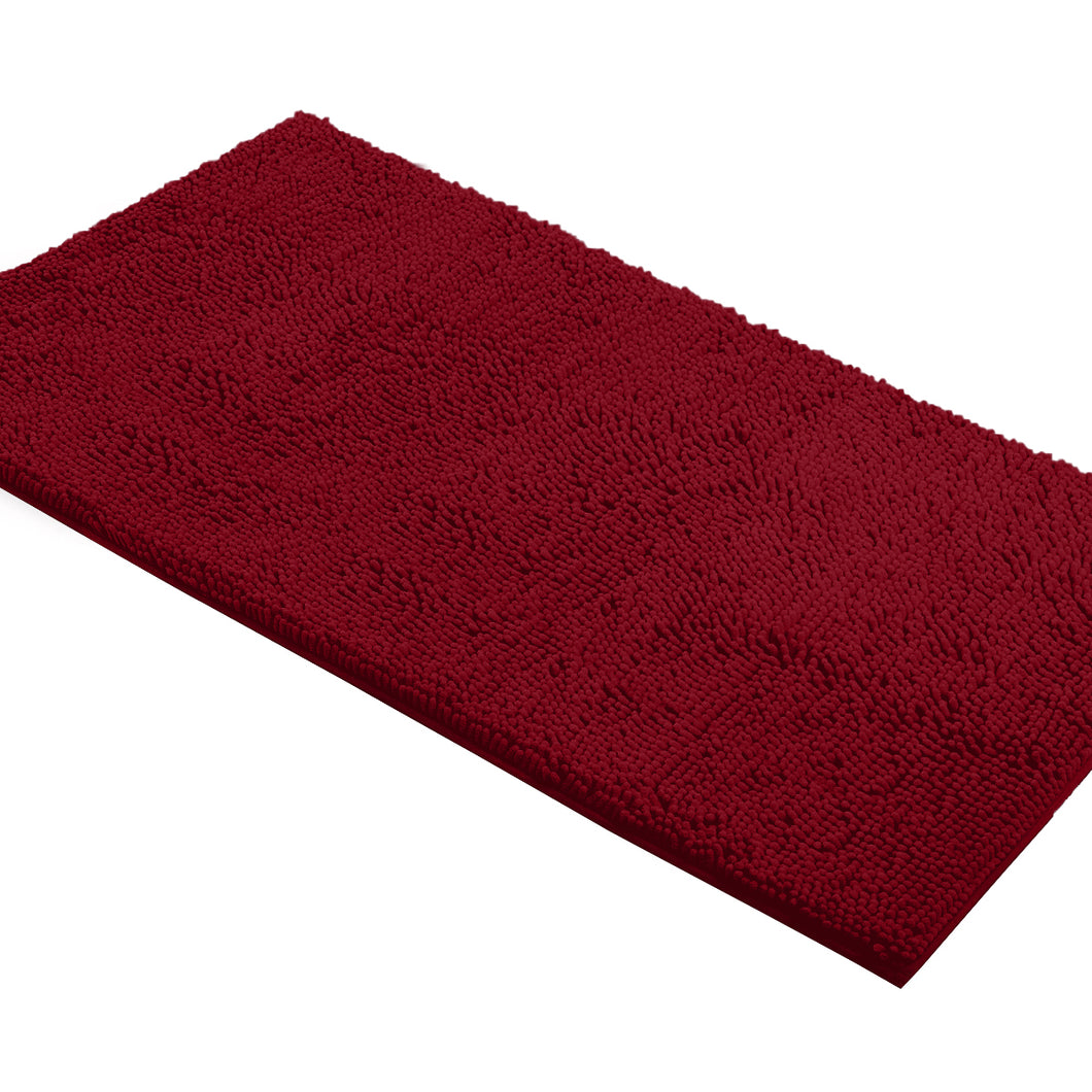 Rectangle Microfiber Bathroom Rug, 27x47 inch, Maroon-red