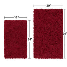 Load image into Gallery viewer, Microfiber 2-Piece Rectangular Mats Set, 20x30 &amp; 15x23 Inch, Maroon
