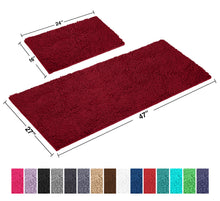 Load image into Gallery viewer, Chenille Microfiber 2-Piece Rectangular Mats Set, XL, Maroon
