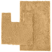 Load image into Gallery viewer, 2 Piece Bath Rug + Square Cutout Toilet Mat Set, Marzipan
