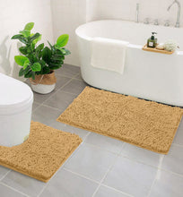 Load image into Gallery viewer, LuxUrux Bathroom Rugs Luxury Chenille 2-Piece Bath Mat Set, Marzipan
