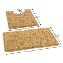 Load image into Gallery viewer, Luxury Chenille Bathroom Rugs 2-Piece Bath Mat Set, Small, Marzipan
