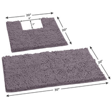 Load image into Gallery viewer, 2 Piece Bath Rug + Square Cutout Toilet Mat Set, Mauve
