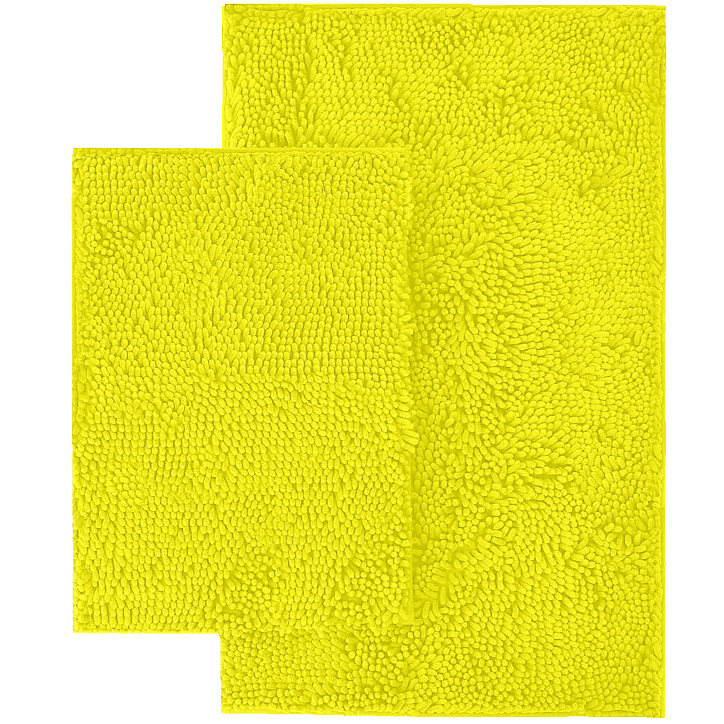 Microfiber 2-Piece Rectangular Mats Set, 20x30 & 15x23 Inch, Lemon