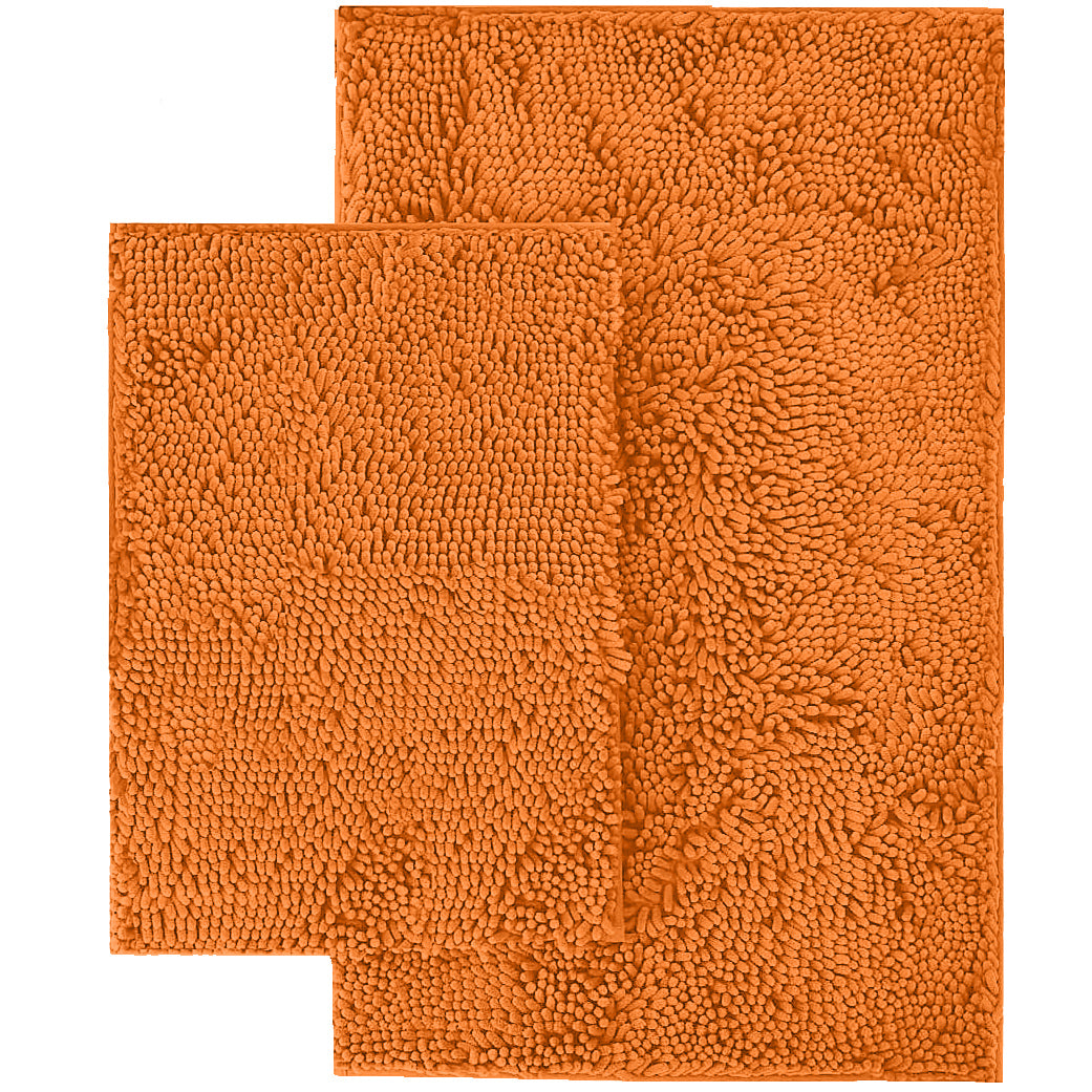 Microfiber 2-Piece Rectangular Mats Set, 20x30 & 15x23 Inch, Mustard
