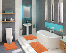 Load image into Gallery viewer, 3 Piece Set (Style A) Bath Rugs + U Shape Toilet Mat, Orange
