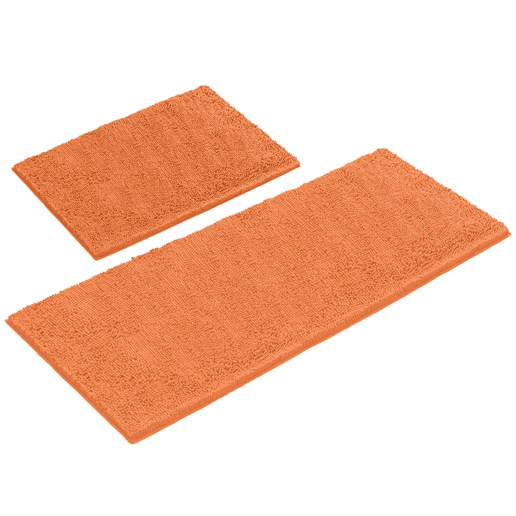 Chenille Microfiber 2-Piece Rectangular Mats Set, XL, Orange