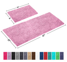 Load image into Gallery viewer, Chenille Microfiber 2-Piece Rectangular Mats Set, XL, Pink

