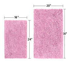 Load image into Gallery viewer, Microfiber 2-Piece Rectangular Mats Set, 20x30 &amp; 15x23 Inch, Pink
