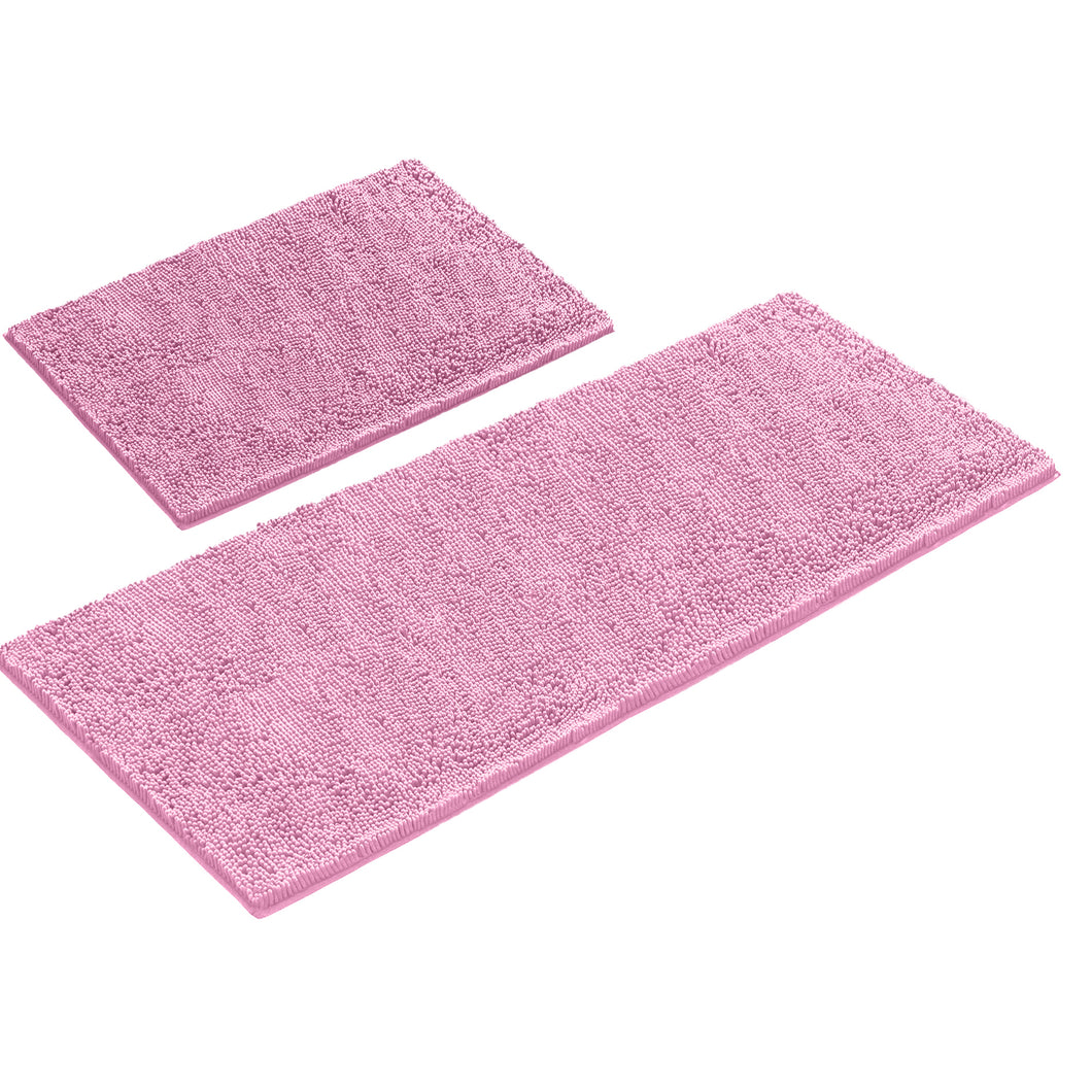 Chenille Microfiber 2-Piece Rectangular Mats Set, XL, Pink