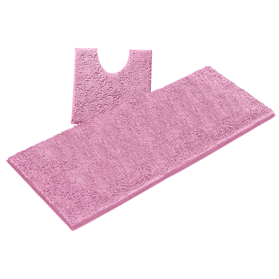 Luxury Microfiber 2-Piece Toilet & Bath Mat Set, XL, Pink