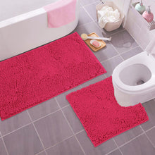 Load image into Gallery viewer, Bathroom Rugs Luxury Chenille 2-Piece Bath Mat Set, Large, Hot Pink
