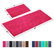 Load image into Gallery viewer, Chenille Microfiber 2-Piece Rectangular Mats Set, XL, Hot Pink
