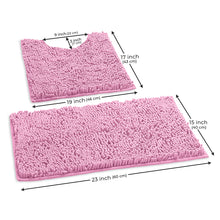 Load image into Gallery viewer, Luxury Chenille Bathroom Rugs 2-Piece Bath Mat Set, Small, Pink
