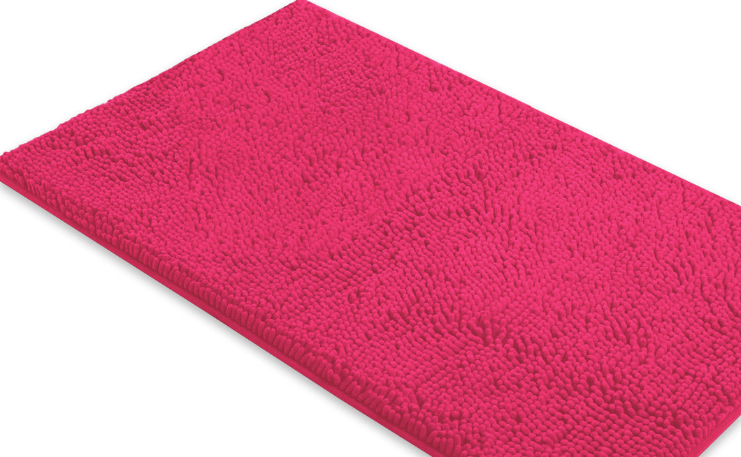 Rectangle Microfiber Bathroom Rug, 24x36 inch, Hot Pink