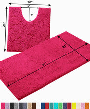 Load image into Gallery viewer, Bathroom Rugs Luxury Chenille 2-Piece Bath Mat Set, Large, Hot Pink
