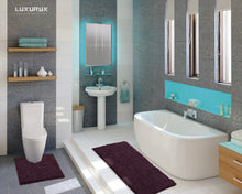 Load image into Gallery viewer, Luxury Microfiber 2-Piece Toilet &amp; Bath Mat Set, XL, Plum
