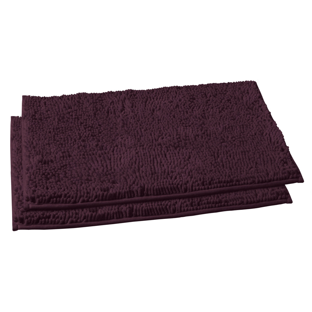 Microfiber Rectangular Mat Mini Set, 16x24 Inch 2 Pack Set, Plum