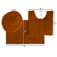 Load image into Gallery viewer, 3pc Set (Style B) Bath Rug + U Shape Toilet Mat + Round Toilet Lid Cover Rug, Pumpkin
