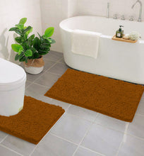 Load image into Gallery viewer, LuxUrux Bathroom Rugs Luxury Chenille 2-Piece Bath Mat Set, Pumpkin
