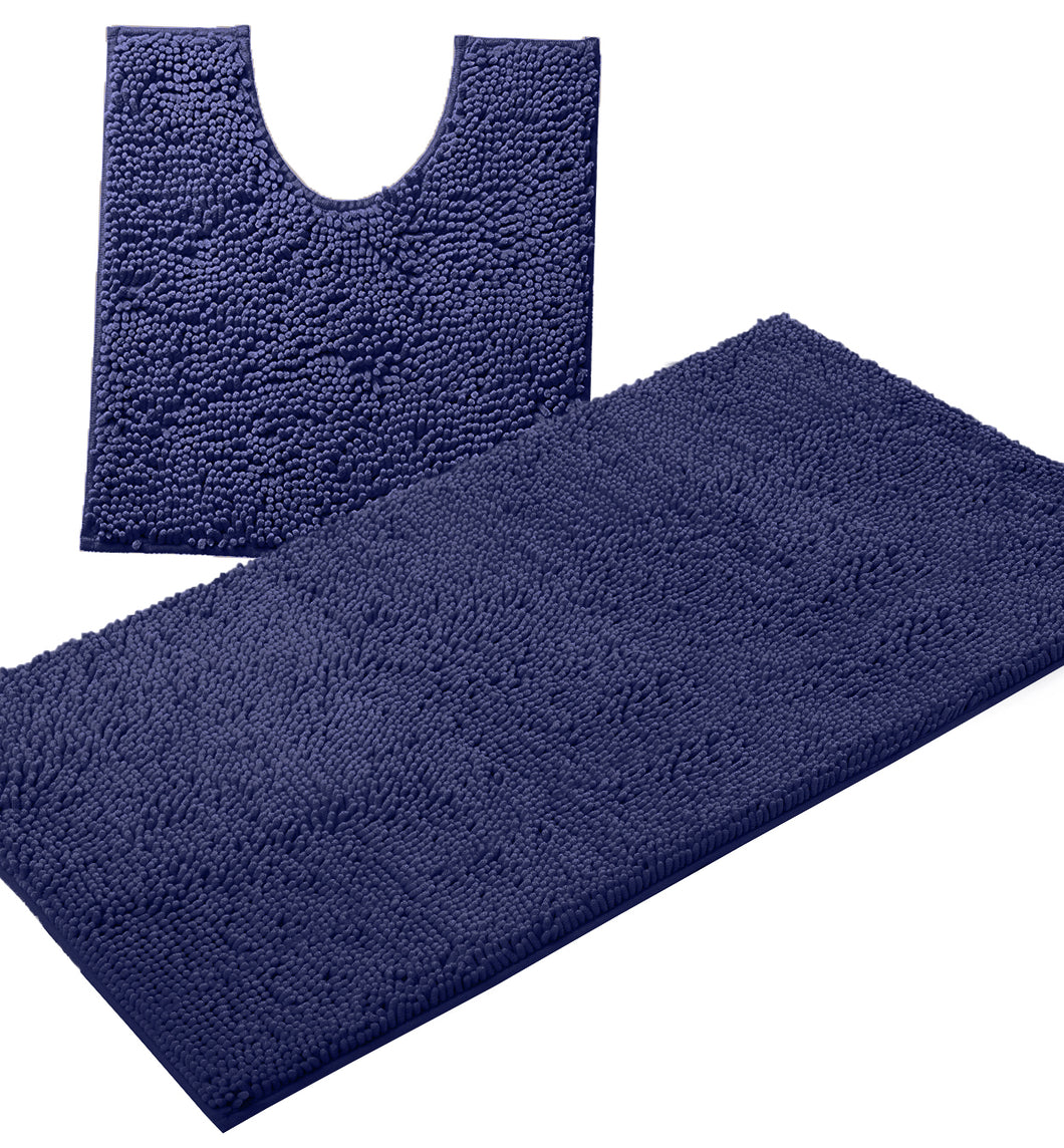 Bathroom Rugs Luxury Chenille 2-Piece Bath Mat Set, Large, Purple