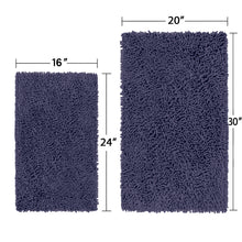 Load image into Gallery viewer, Microfiber 2-Piece Rectangular Mats Set, 20x30 &amp; 15x23 Inch, Purple
