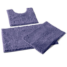 Load image into Gallery viewer, 3 Piece Set (Style A) Bath Rugs + U Shape Toilet Mat, Blue-purple
