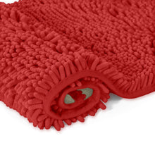 Load image into Gallery viewer, 2 Piece Bath Rug + Square Cutout Toilet Mat Set, Red
