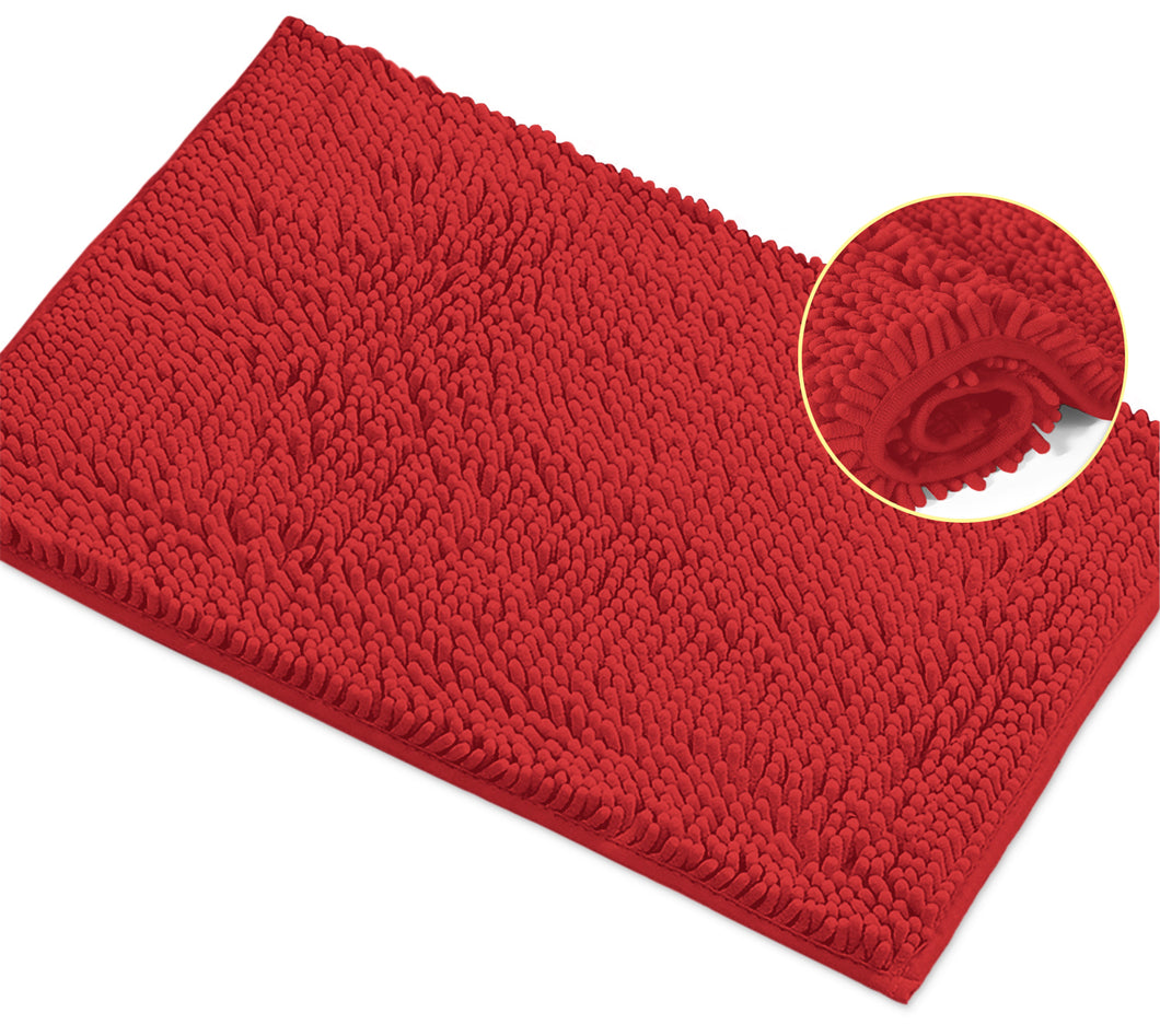 Rectangle Microfiber Bathroom Rug, 15x23 inch, Red