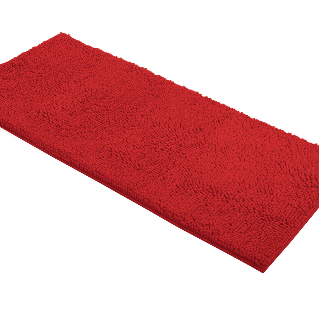 Runner Microfiber Bathroom Rug, 21x59 inch, Red