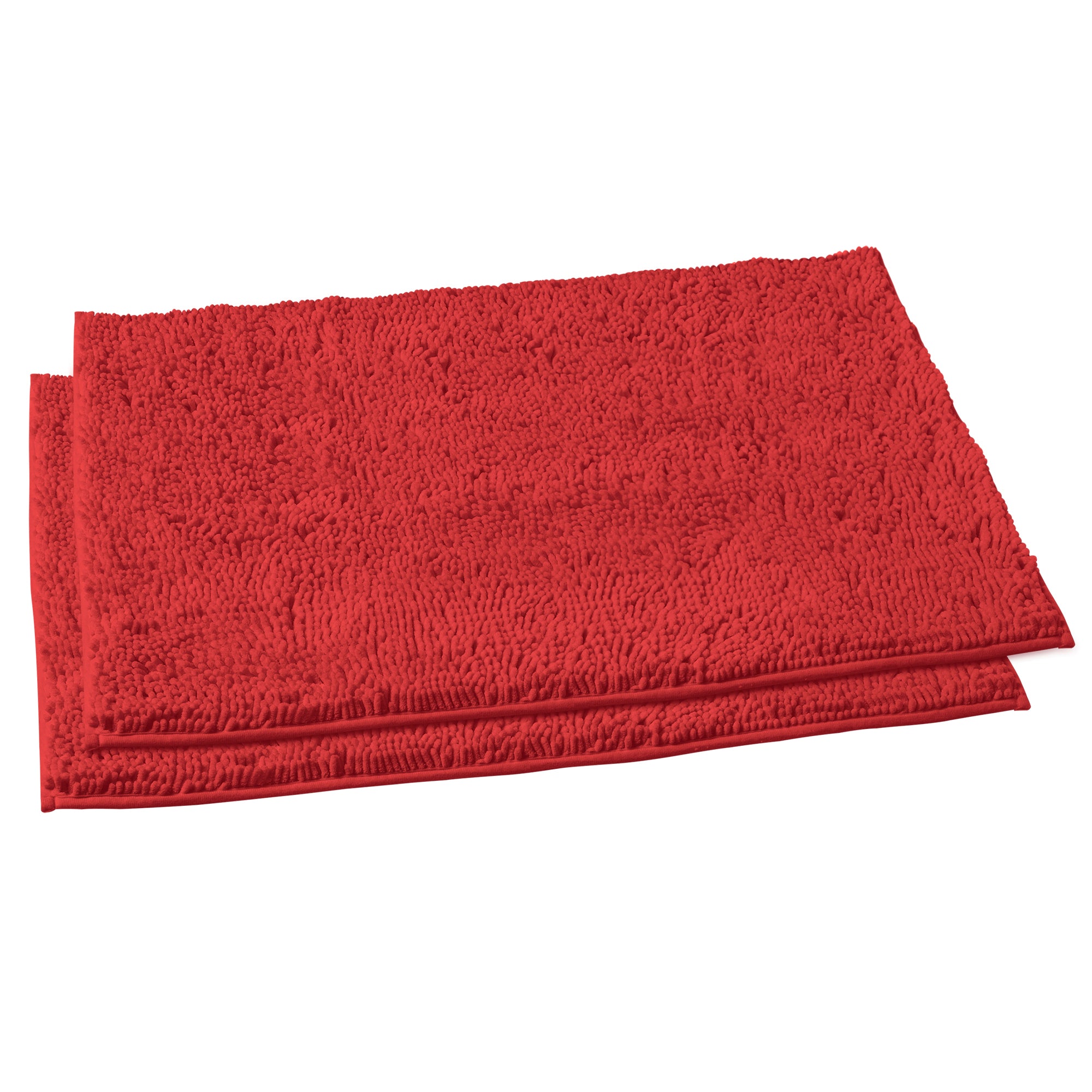 LuxUrux Red Bathroom Rugs Set-Extra-Soft Plush Bath Mat Shower Bathroom Rugs,1'' Chenille Microfiber Material, Super Absorbent (Rectangular Set, Red)