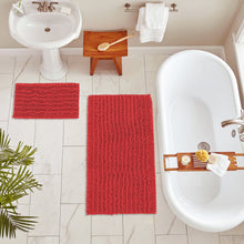 Load image into Gallery viewer, Rectangular 2 Piece Bath Rug Set, 15x23 + 24x36 inch, Red
