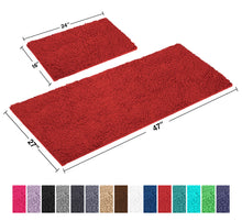 Load image into Gallery viewer, Chenille Microfiber 2-Piece Rectangular Mats Set, XL, Red
