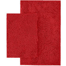 Load image into Gallery viewer, Microfiber 2-Piece Rectangular Mats Set, 20x30 &amp; 15x23 Inch, Red
