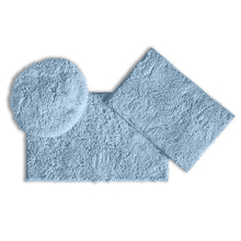 Load image into Gallery viewer, 3pc Set (Style C) Bath Rugs + Round Toilet Lid Rug, Sky Blue
