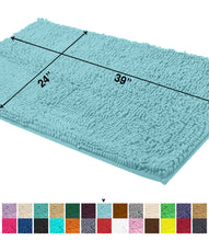 Load image into Gallery viewer, Rectangle Microfiber Bathroom Rug, 24x39 inch, Spa Blue
