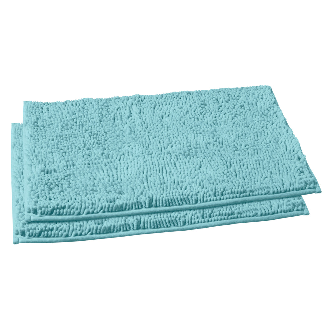 Microfiber Rectangular Mat Mini Set, 16x24 Inch 2 Pack Set, Spa Blue